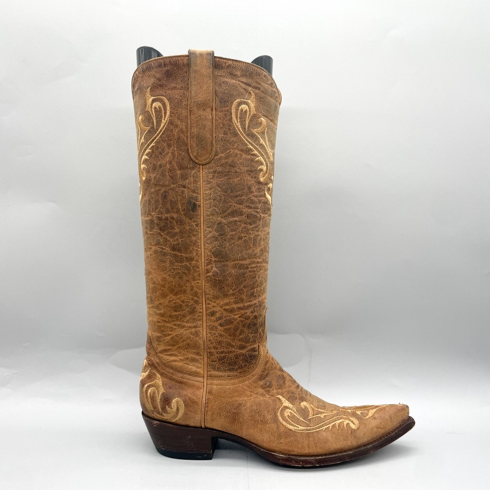 VTG Old Gringo Womens 8.5B Cowboy Boots Tan Leather Pointed Toe‎ Western Tall